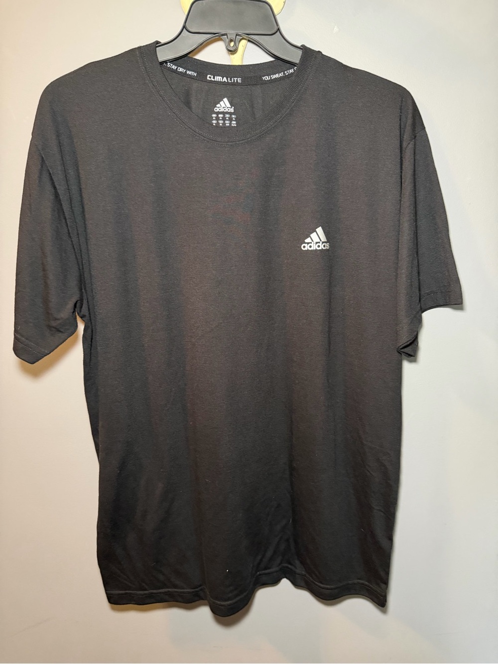 adidas Black Short Sleeve Climalite Tee with White Logo